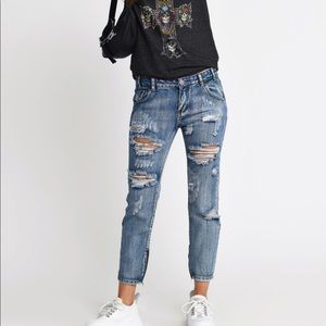 CROPPED RIPPED JEANS TOBI